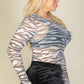 Plus Size Zebra Print Sexy Sheer Mesh Bodysuit Alpha C Apparel