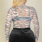 Plus Size Zebra Print Sexy Sheer Mesh Bodysuit Alpha C Apparel