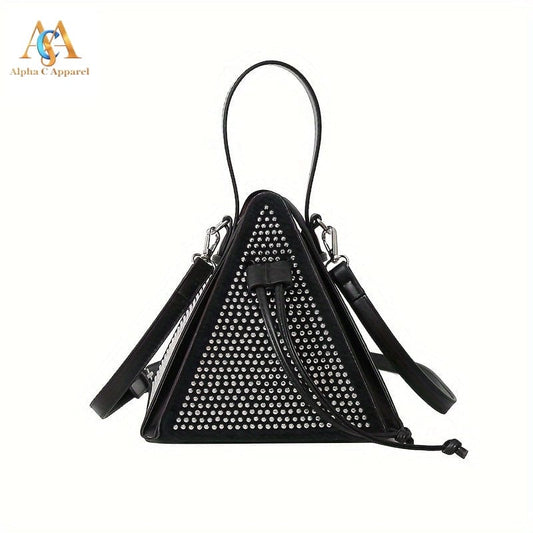 Elegant Rhinestone Triangle Bag purse Alpha C Apparel Black