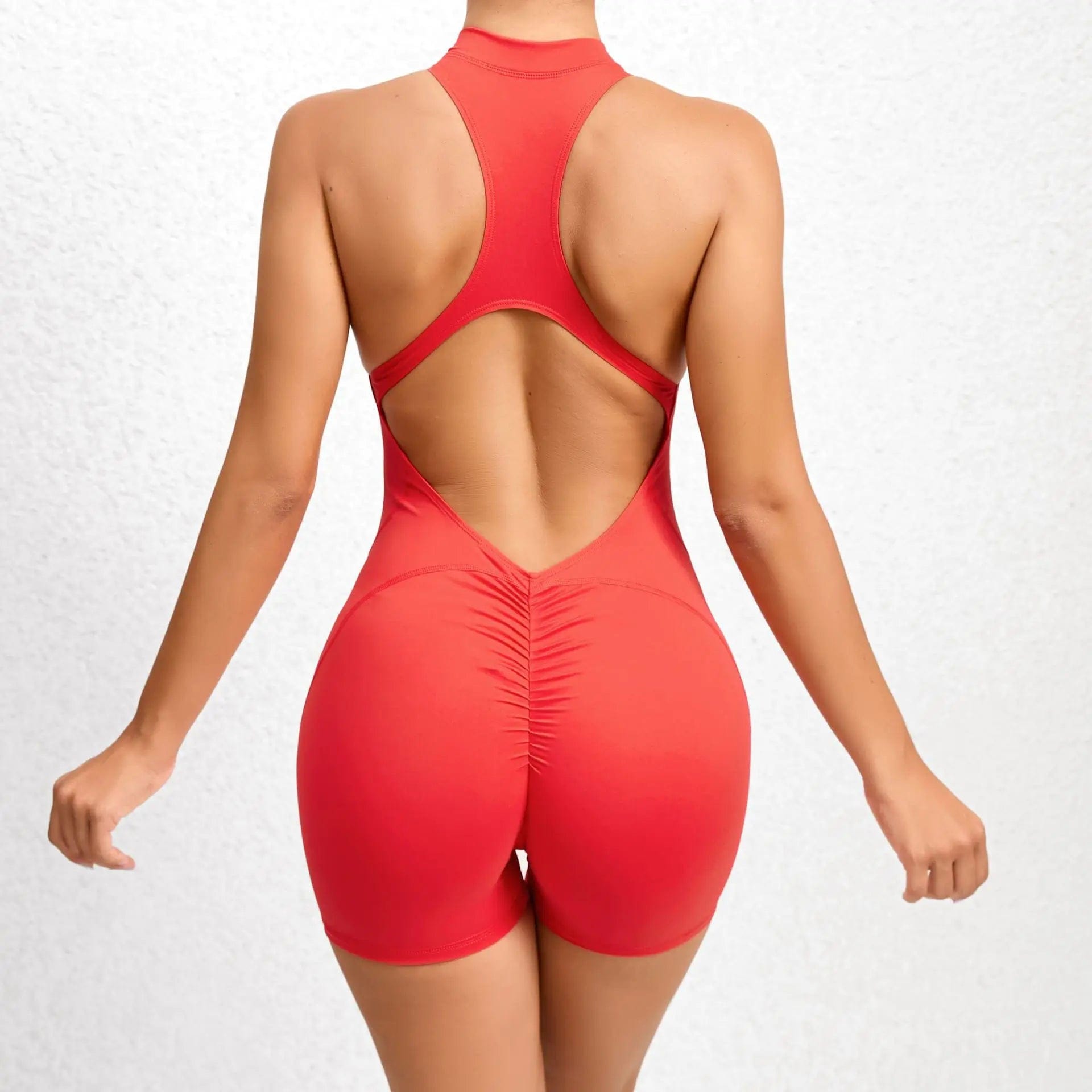 Zipper Sporty Jumpsuit Woman Lycra Short Fitness Gym Overalls 2023 New Workout Clothes for Women Sport Set Yoga Clothing Blue Alpha C Apparel Red / S