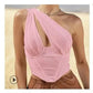 ANSZKTN Women Summer Solid Splicing One Shoulder Cut-Out Vest Tank Top Slant Collar Crop Top Alpha C Apparel S / Pink