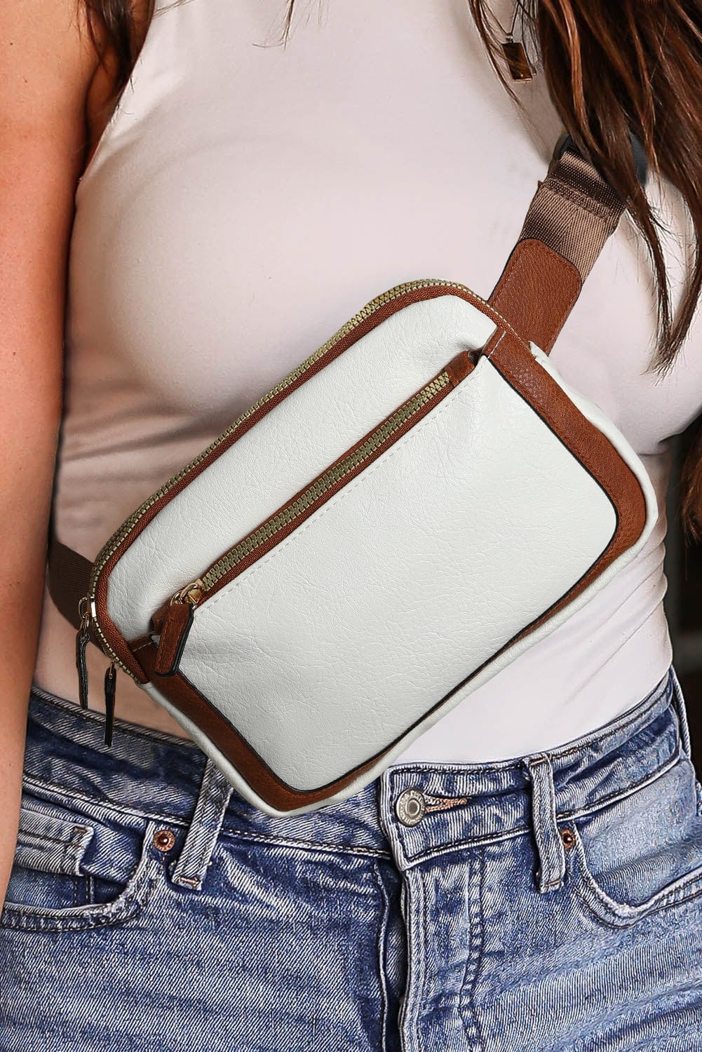 White Adjustable Strap Mini PU Leather Crossbody Bag Shoes & Bags Alpha C Apparel White / ONE SIZE / 100%PU