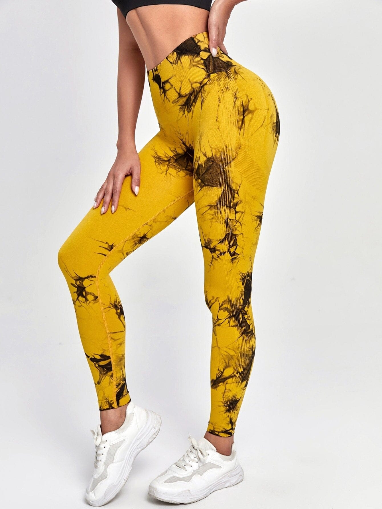 Tie Dye Yoga Pants Sport Leggings Women Seamless High Waist Push Up Woman Tights Fitness Workout Leggins Gym Clothing 2023 New tights Alpha C Apparel S / Yellow black