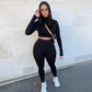 Winter Fitness 2 Two Piece Set Women Lounge wear Long Sleeve Crop Top + Leggings Bodycon Tracksuit Women Outfits Jogging Femme Alpha C Apparel