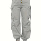 High Waist Jogger Pants - Alpha C Apparel, Solid Flap Pockets, Casual Spring/Fall women apparel Alpha C Apparel