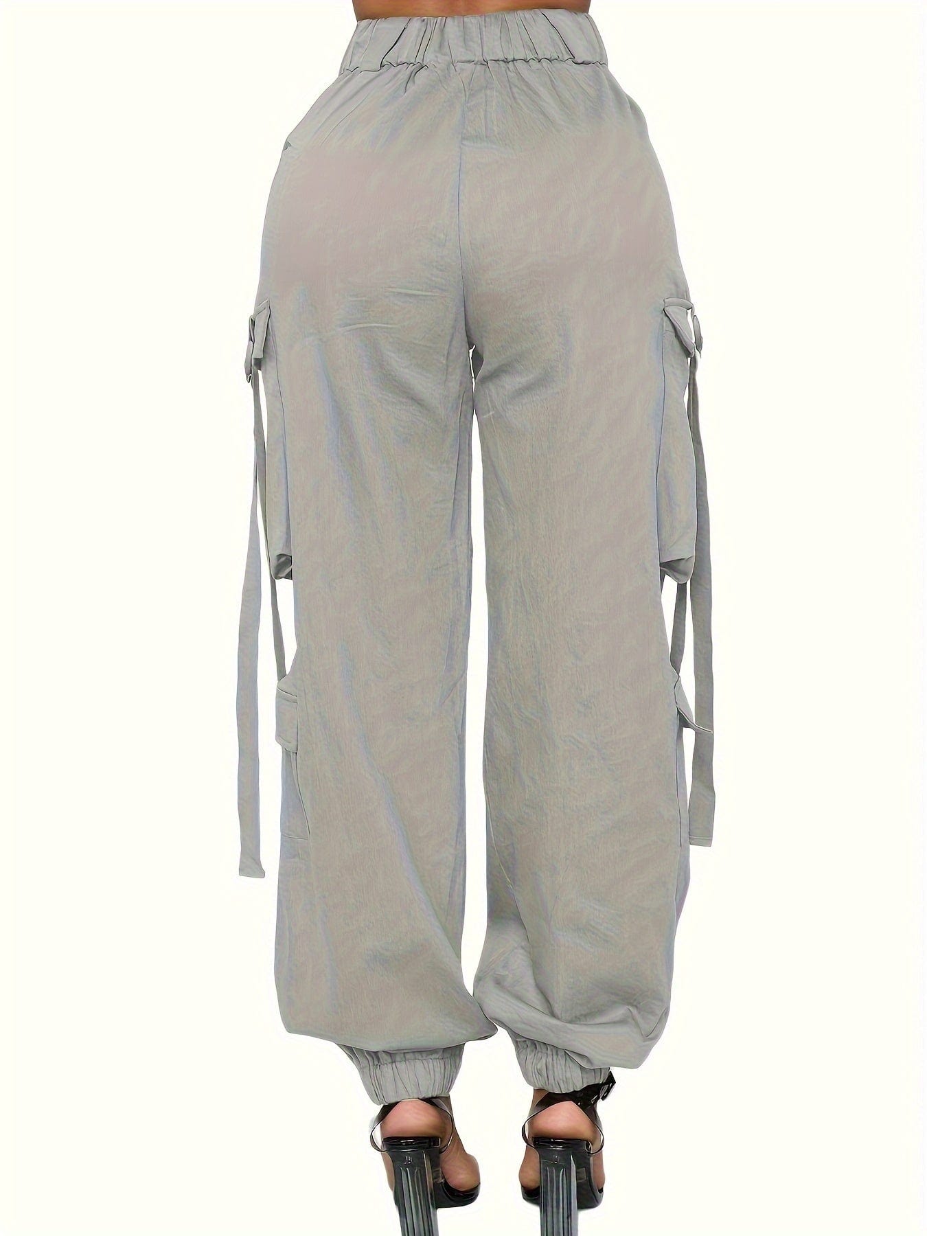 High Waist Jogger Pants - Alpha C Apparel, Solid Flap Pockets, Casual Spring/Fall women apparel Alpha C Apparel