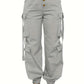 High Waist Jogger Pants - Alpha C Apparel, Solid Flap Pockets, Casual Spring/Fall women apparel Alpha C Apparel XS(2) / Light Grey