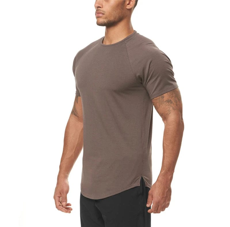 Men's Slim Fit Fitness T shirt Solid Color Gym Clothing Bodybuilding Tight T-shirt Quick Dry Sportswear Training Tee shirt Homme Alpha C Apparel XL / GRAY