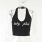 YD - Digital printing U-neck sexy halter lace up sleeveless crop top backless knitting tops high quality gym crop top Alpha C Apparel
