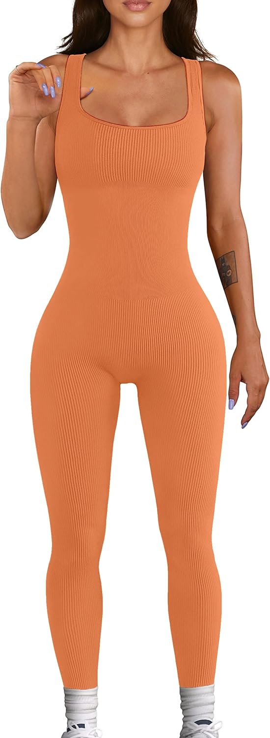 YIOIOIO Women Workout Seamless Jumpsuit Yoga Ribbed Bodycon One Piece Square Neck Leggings Romper. Back to results Amazon