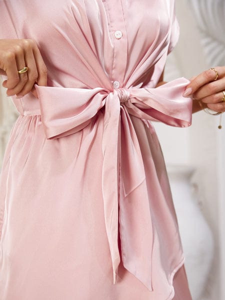 Dresses - Women's Solid Knot Front Shirt Dress HP7CH56TB2