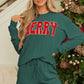 Evergreen Corded MERRY Graphic Long Sleeve Top and Shorts Set