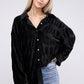 Wrinkle Effect Tiered Shirring Velvet Shirt BiBi