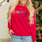 Fiery Red Tinsel Merry Letter Drop Shoulder Baggy Sweater