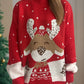 Reindeer Mock Neck Long Sleeve Sweater