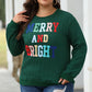 Blackish Green Merry And Bright Cable Knit Pullover Sweatshirt