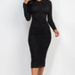 Ruched Long Sleeve Midi Dress CCWHOLESALECLOTHING