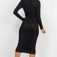 Ruched Long Sleeve Midi Dress CCWHOLESALECLOTHING