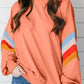 Contrast Round Neck Long Sleeve Sweatshirt