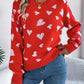 Heart Round Neck Long Sleeve Sweater