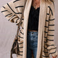 Black Stripe Shawl Neckline Open Cardigan with Pockets