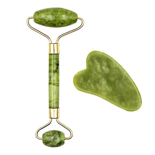 2pcs Face Care Jade Rollers Natural Stone Beauty Chin Lifting Gouache Massage