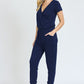 Short Sleeve Jogger Jumpsuit Casual EG fashion Navy / 1X