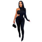 Solid Women Jumpsuits with Tube Top Sexy Cut Out Turtleneck One Shoulder Long Sleeve Skinny Overalls Spring Summer Rompers eprolo