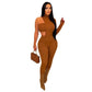 Solid Women Jumpsuits with Tube Top Sexy Cut Out Turtleneck One Shoulder Long Sleeve Skinny Overalls Spring Summer Rompers eprolo