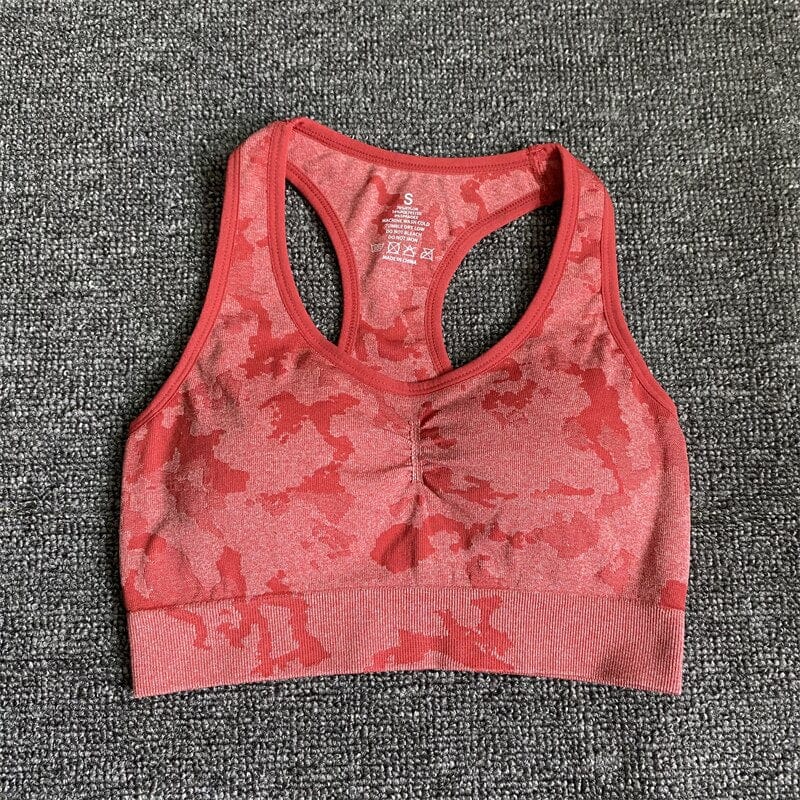Women Camo Seamless Yoga Set For Women Workout Summer Clothes Sports Bra Fitness Shorts Leggings Gym Clothing Outfit Shorts Set yoga short set eprolo Red bra / S