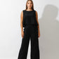 Sleeveless Tank Top & Wide Leg Pants Lounge Set - Black