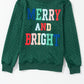 Blackish Green Merry And Bright Cable Knit Pullover Sweatshirt