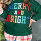 Blackish Green Merry And Bright Cable Knit Pullover Sweatshirt