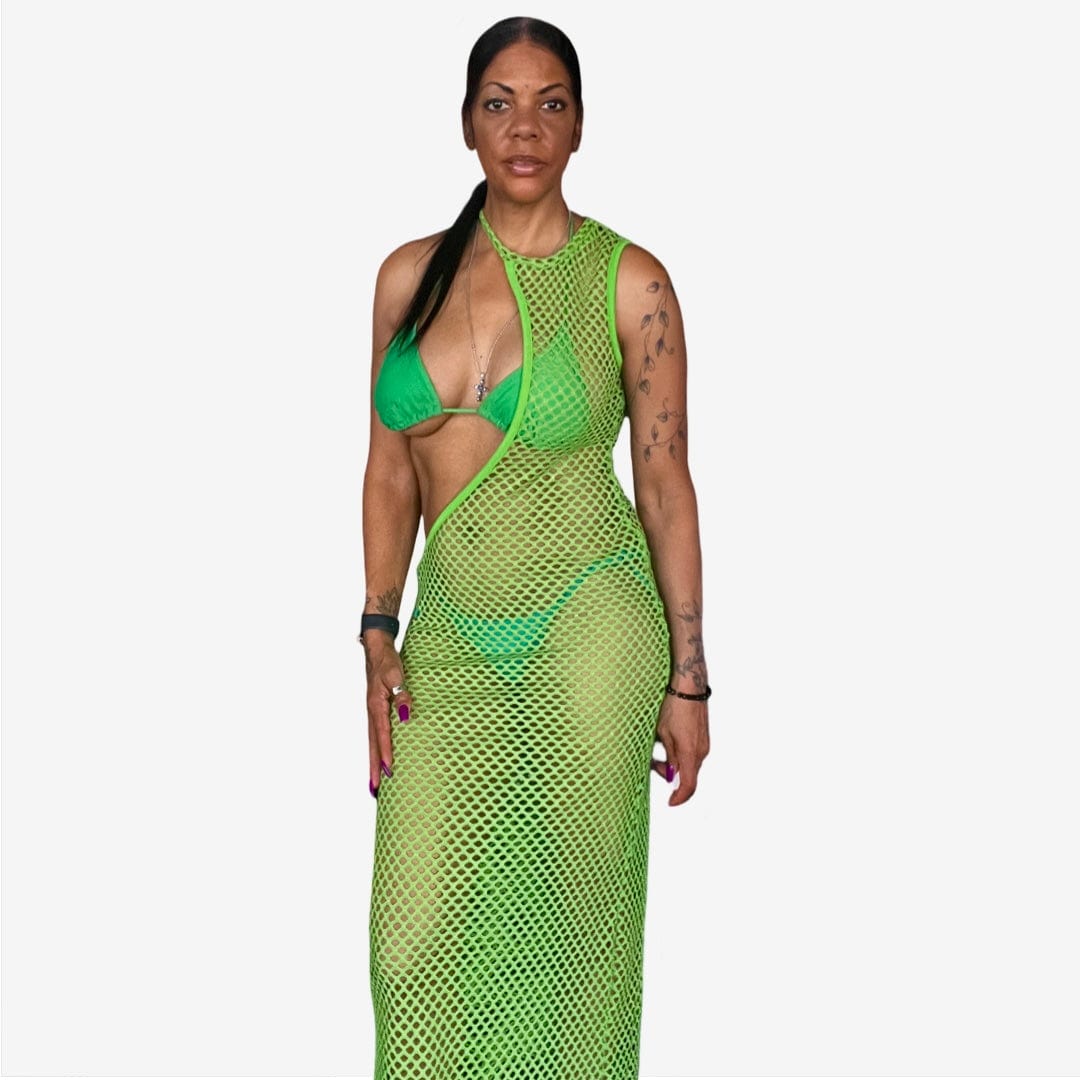Crochet Sleeveless Cut Out Cover Ups Bikini Swimsuit Three-Piece Set Maxi Dresses, beach bikini cover up Knowstyles