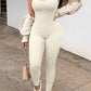 Square Neck Wide Strap Jumpsuit Active Wear Trendsi Cream / S