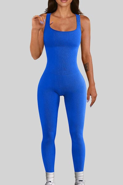 Square Neck Wide Strap Jumpsuit Active Wear Trendsi Royal  Blue / S