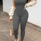 Square Neck Wide Strap Jumpsuit Active Wear Trendsi