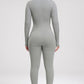 Zip Up Ribbed Long Sleeve Skinny Active Jumpsuit Alpha C Apparel Sports Trendsi