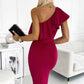 One-Shoulder Slit Bodycon Dress Casual dress Trendsi