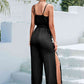 Tie Belt Spaghetti Strap Slit Jumpsuit Casual Trendsi