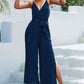 Tie Belt Spaghetti Strap Slit Jumpsuit Casual Trendsi