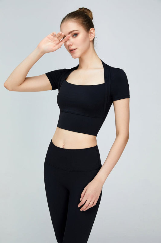 Short Sleeve Cropped Sports Top Women Clothes Trendsi