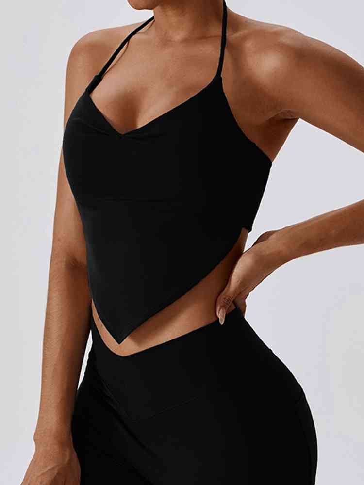 Yoga Halter Neck Sleeveless Tank Top Women Crop Top Trendsi Black / S