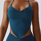 Yoga Halter Neck Sleeveless Tank Top Women Crop Top Trendsi Peacock  Blue / S