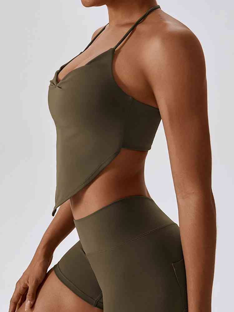 Yoga Halter Neck Sleeveless Tank Top Women Crop Top Trendsi