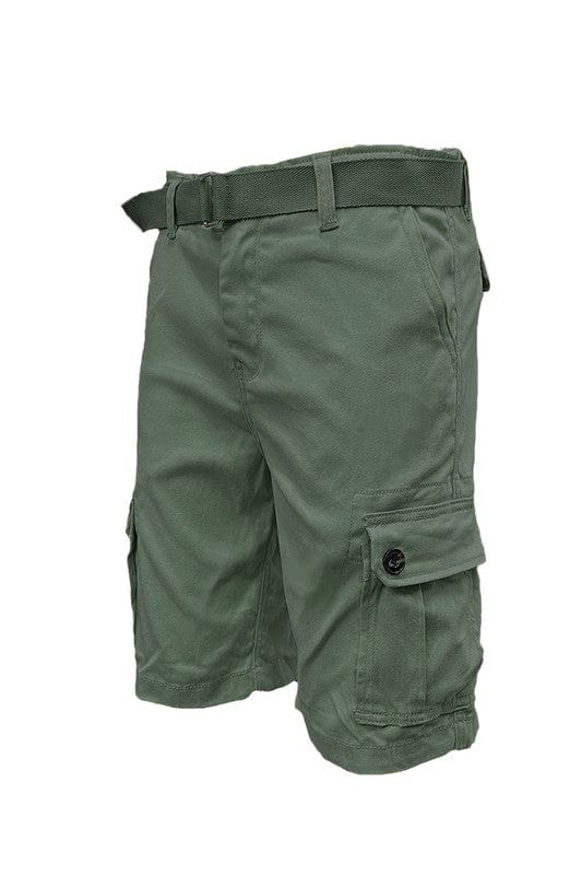 Weiv Mens Belted Cargo Shorts with Belt WEIV OLIVE / 2XL