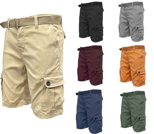 Weiv Mens Belted Cargo Shorts with Belt WEIV